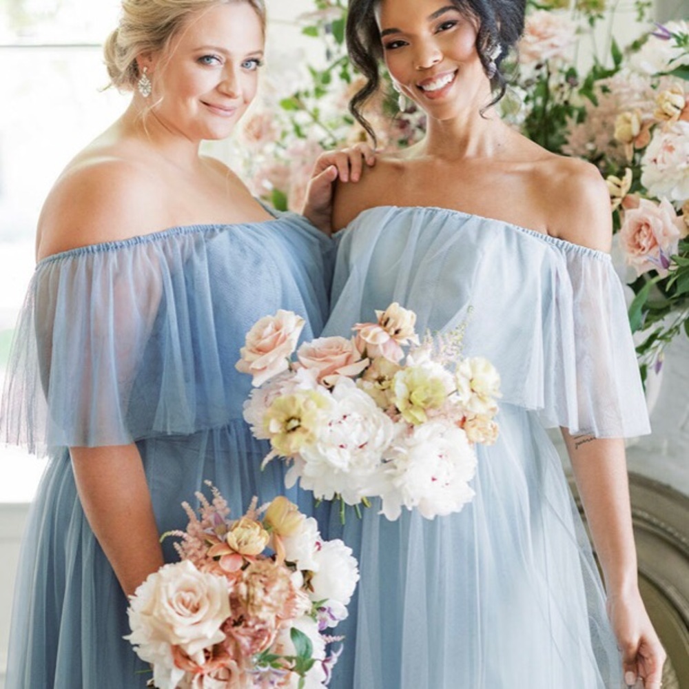 Revelry Abigail Tulle size 16 bridesmaids dress Eucalyptus.